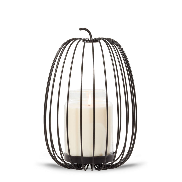 Caged Pumpkin Jar Candle Holder N1