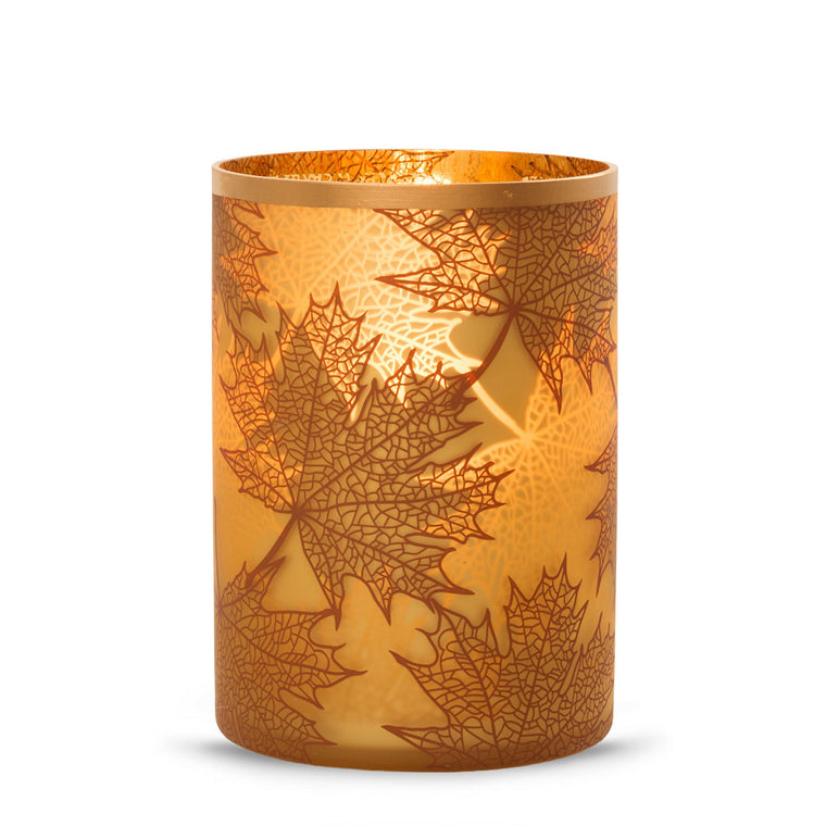 Crackle Leaves Jar Candle Holder X1